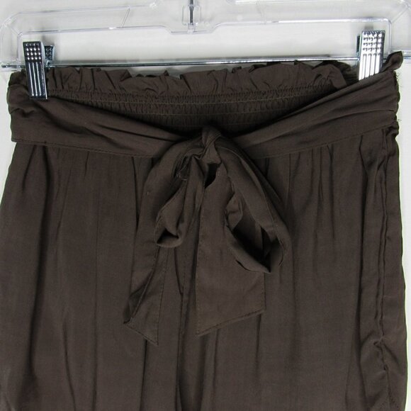 Shosho - Thin Elastic Waist Olive Brown Shorts - Small - Picture 2 of 4